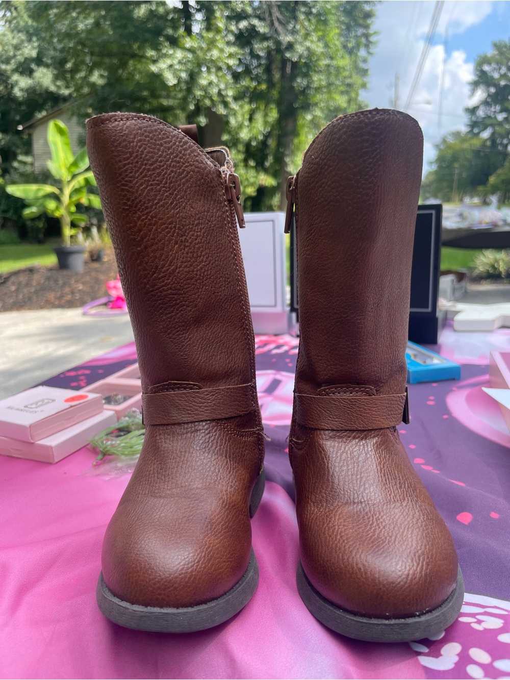 OshKosh B'gosh Girls Brown Mid-Calf Zip Boots
